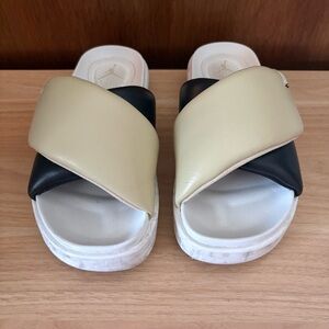 JORDAN sz 8 Sophia Slides Black Cream Crossover Puffy Strap Nike